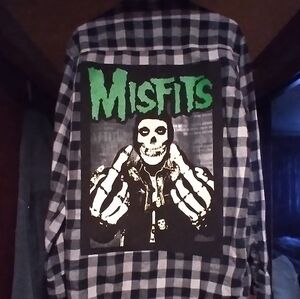 upcycled flannel shirt w/ custom MISFITS back patch